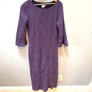 Isabella Bird‎ Midi Silk Purple Ruched Dress- Size 4